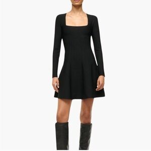 Staud black long sleeve dress